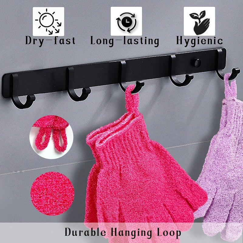 CVNDKN Shower Gloves,24 Pcs Exfoliating Bath Gloves,Body Scrub Gloves with Hanging Loop for Beauty Spa Massage Skin Shower Body Scrubber-12 Colors - Image 3